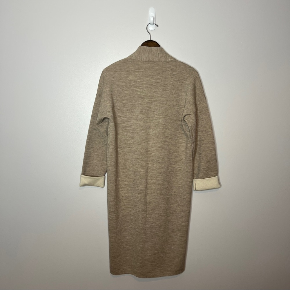 Theory Wool Blend Double Face Cardigan Tab/Oatmeal Size Medium - Picture 3 of 5